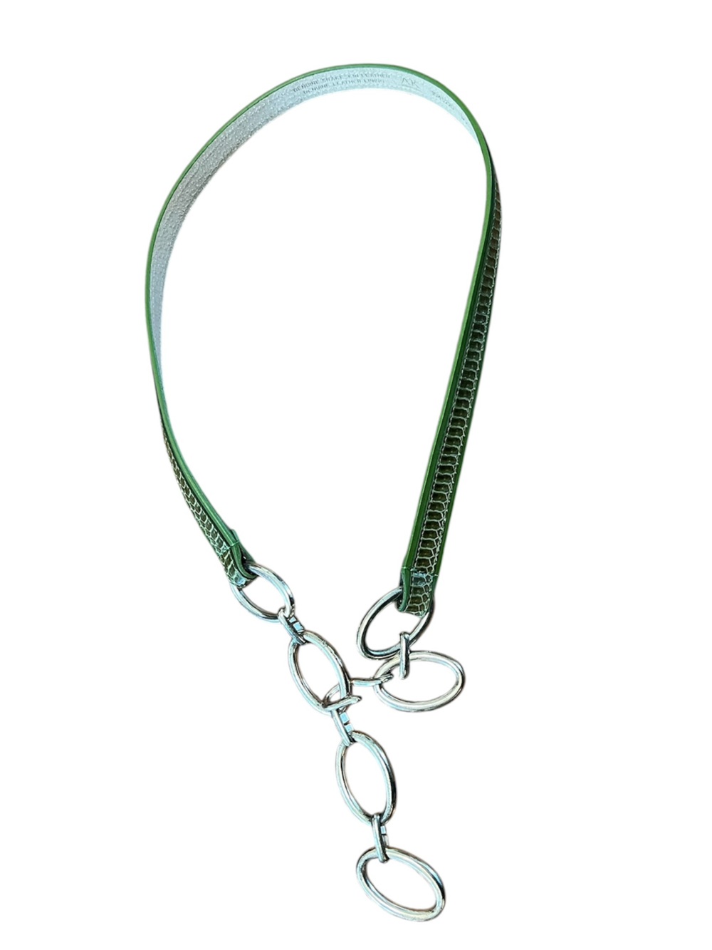 Anne Klein Snakeskin Olive Green Chain-Link Waist Belt - Picture 4 of 4